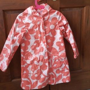 Girls red/orange floral rain coat